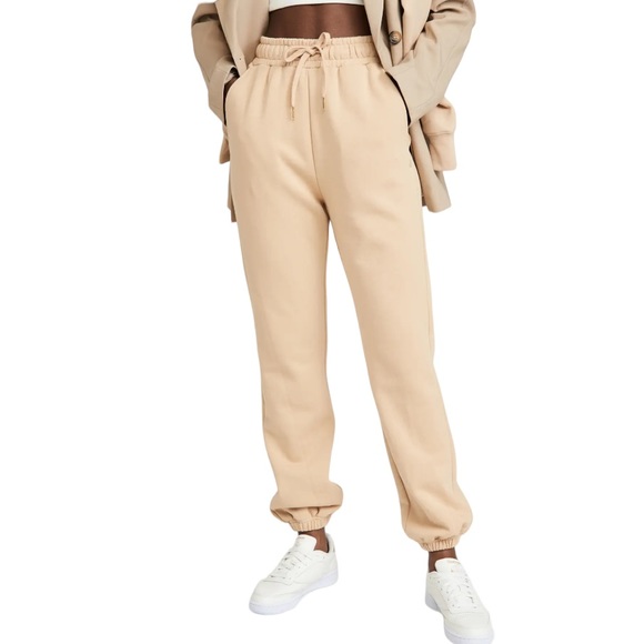 We Wore What Active Women's Classic Sweatpants Tan Sm High Rise Relaxed Joggers - Picture 10 of 14